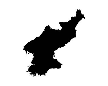 North Korea Map. North Korean Country Map. Black and White DPRK National Nation Geography Outline Border Boundary Territory Shape Vector Illustration EPS Clipart