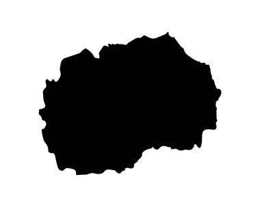 North Macedonia Map. North Macedonian Country Map. Black and White National Nation Geography Outline Border Boundary Territory Shape Vector Illustration EPS Clipart