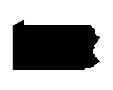 Pennsylvania US Map. PA USA State Map. Black and White Pennsylvanian State Border Boundary Line Outline Geography Territory Shape Vector Illustration EPS Clipart