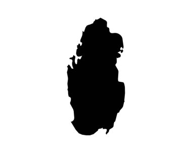 Qatar Map. Qatari Country Map. Black and White National Nation Geography Outline Border Boundary Territory Shape Vector Illustration EPS Clipart