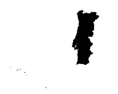 Portugal Map. Portuguese Country Map. Black and White National Nation Geography Outline Border Boundary Territory Shape Vector Illustration EPS Clipart