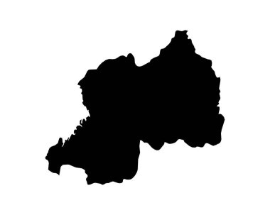 Rwanda Map. Rwandan Country Map. Black and White Rwandese National Nation Geography Outline Border Boundary Territory Shape Vector Illustration EPS Clipart