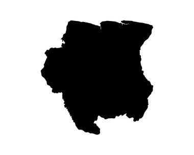 Suriname Map. Surinamese Country Map. Black and White Surinam National Nation Geography Outline Border Boundary Territory Shape Vector Illustration EPS Clipart