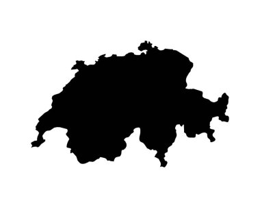 Switzerland Map. Swiss Country Map. Black and White National Nation Geography Outline Border Boundary Territory Shape Vector Illustration EPS Clipart