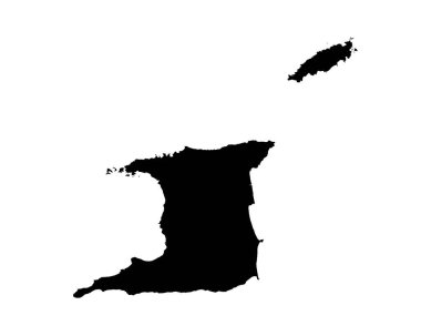 Trinidad and Tobago Map. Trinidadian and Tobagonian Country Map. Black and White Trinbagonian Trini National Nation Geography Outline Border Boundary Territory Shape Vector Illustration EPS Clipart