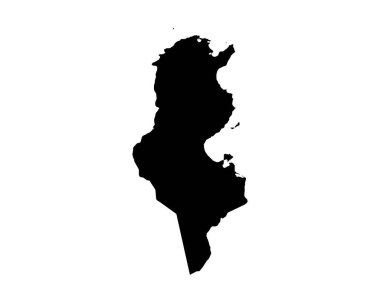 Tunisia Map. Tunisian Country Map. Black and White National Nation Geography Outline Border Boundary Territory Shape Vector Illustration EPS Clipart