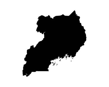 Uganda Map. Ugandan Country Map. Black and White National Nation Geography Outline Border Boundary Territory Shape Vector Illustration EPS Clipart