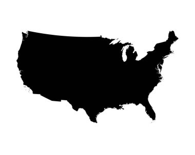 USA Map. United States Country Map. Black and White US America American National Nation Geography Outline Border Boundary Territory Shape Vector Illustration EPS Clipart