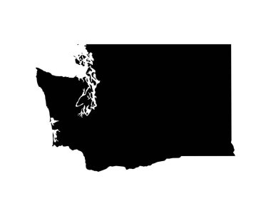 Washington US Map. WA USA State Map. Black and White Washingtonian State Border Boundary Line Outline Geography Territory Shape Vector Illustration EPS Clipart