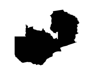 Zambia Map. Zambian Country Map. Black and White National Nation Geography Outline Border Boundary Territory Shape Vector Illustration EPS Clipart