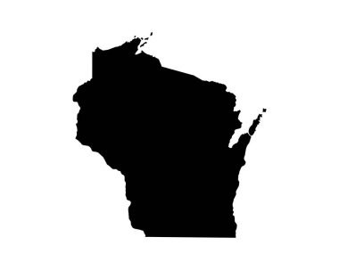 Wisconsin US Map. WI USA State Map. Black and White Wisconsinite State Border Boundary Line Outline Geography Territory Shape Vector Illustration EPS Clipart