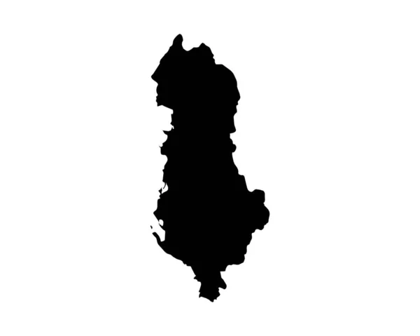 Albania Map Albanian Country Map Black White National Outline Boundary — 스톡 벡터