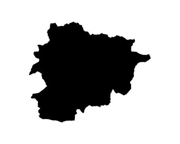 Andorra Map Andorran Country Map Black White National Outline Boundary — Wektor stockowy