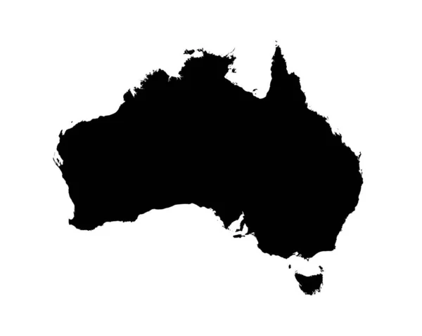 Australia Map Australian Country Map Aussie Black White National Outline — Vettoriale Stock
