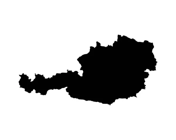 Austria Map Austrian Country Map Black White National Outline Boundary — Vector de stock