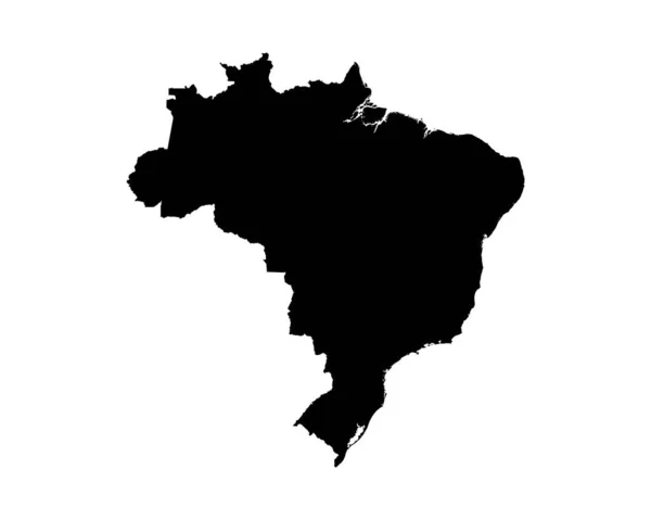 Brazil Map Brazilian Country Map Black White National Outline Border — ストックベクタ