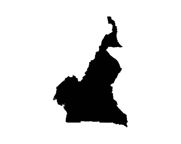 Cameroon Map Cameroonian Country Map Black White National Outline Geography — Vettoriale Stock