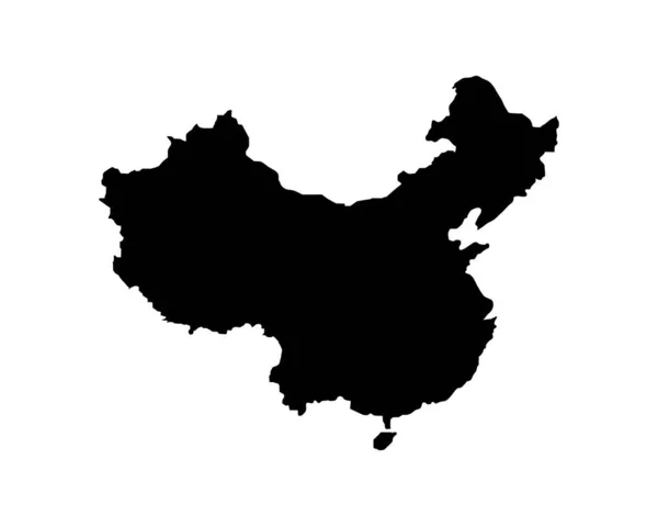 China Map Chinese Country Map Black White Prc National Outline — Archivo Imágenes Vectoriales