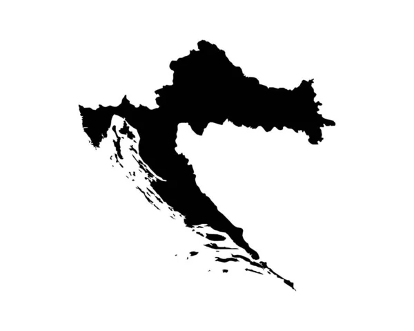 Croatia Map Croatian Country Map Black White National Outline Geography — ストックベクタ