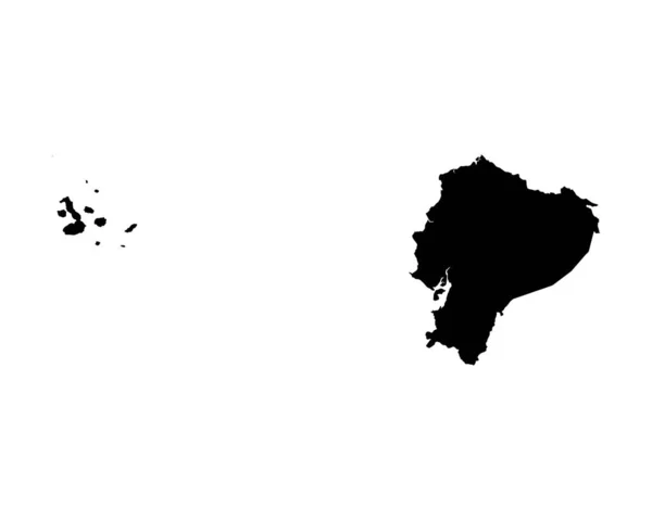 Ecuador Map Ecuadorian Country Map Black White National Nation Outline — стоковый вектор