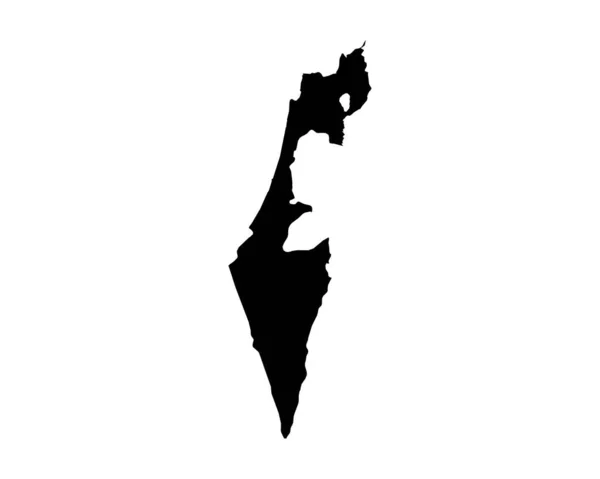 Israel Map Israeli Country Map Black White National Nation Outline — Vector de stock