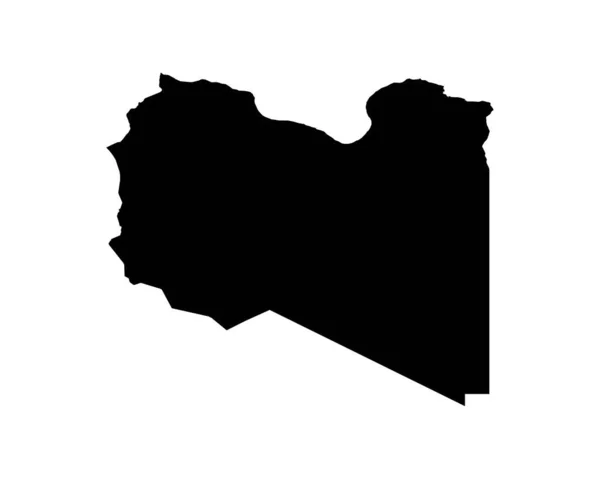 Libya Map Libyan Country Map Black White National Nation Outline — Stockvector
