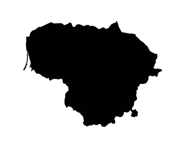 Lithuania Map Lithuanian Country Map Black White National Nation Outline — Vetor de Stock