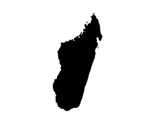 Madagascar Map Malagasy Country Map Black White National Nation Outline — 스톡 벡터