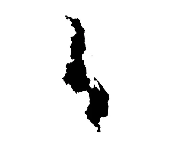 Malawi Map Malawian Country Map Black White National Nation Outline — 스톡 벡터