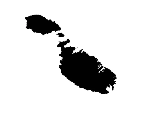 Malta Map Maltese Country Map Black White National Nation Outline — стоковый вектор