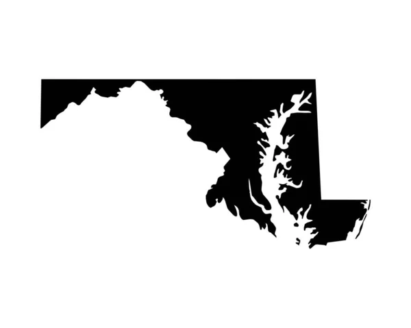 Maryland Map Usa State Map Black White Marylander State Border — Vettoriale Stock