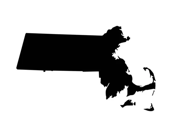 Massachusetts Map Usa State Map Black White Massachusettsan State Border — Vettoriale Stock