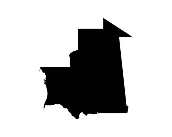 Mauritania Map Mauritanian Country Map Black White National Nation Outline — 스톡 벡터