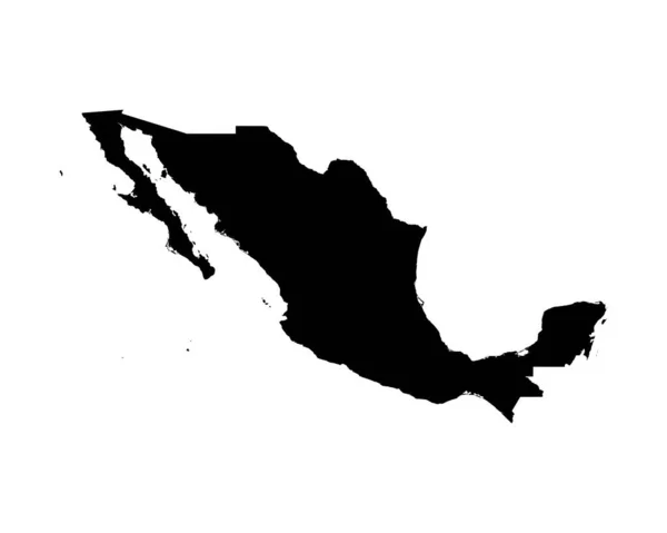 Mexico Map Mexican Country Map Black White Mexicanos National Nation — Vetor de Stock