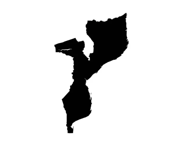 Mozambique Map Mozambican Country Map Black White National Nation Outline — стоковый вектор