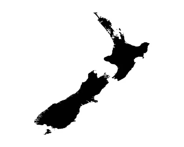 New Zealand Map Kiwi Country Map Black White New Zealander — Vettoriale Stock