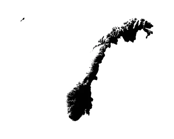 Norway Map Norwegian Country Map Black White National Nation Geography — ストックベクタ