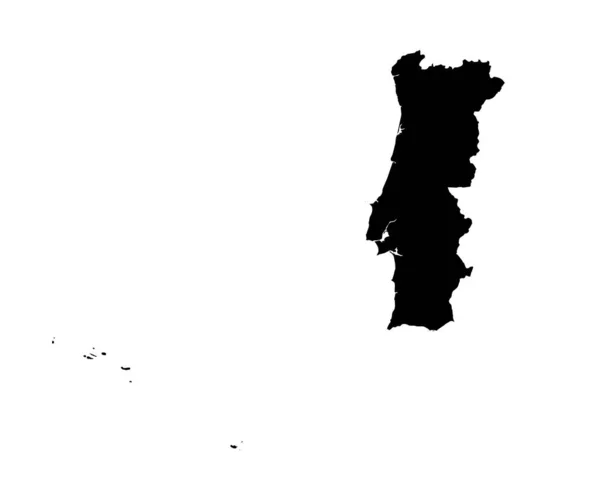 Portugal Map Portuguese Country Map Black White National Nation Geography — стоковий вектор