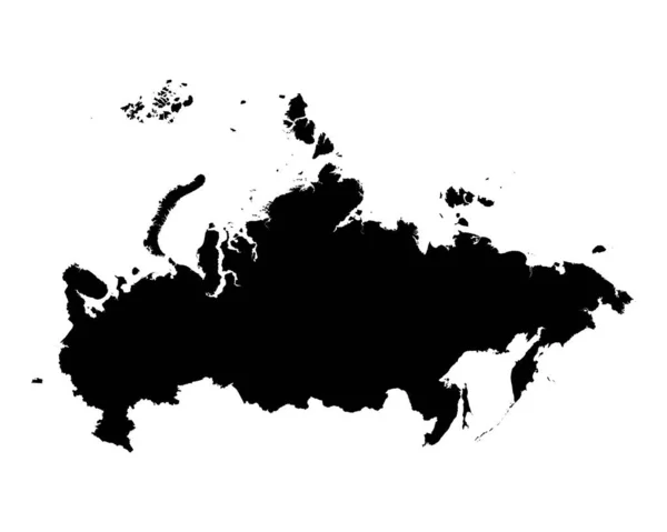 Russia Map Russian Country Map Black White National Nation Geography — стоковый вектор