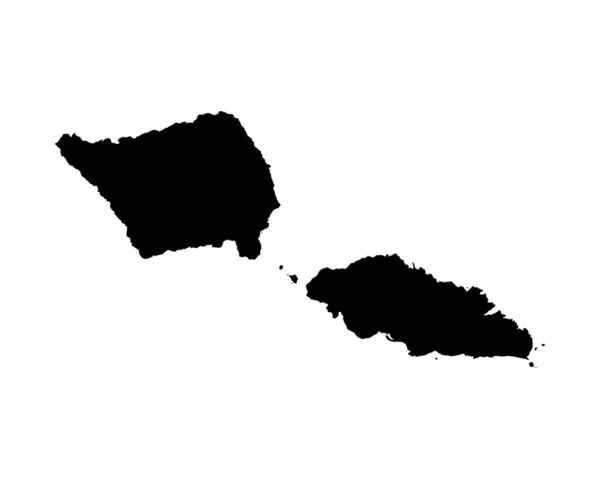 Samoa Map Samoan Country Map Black White National Nation Geography — ストックベクタ