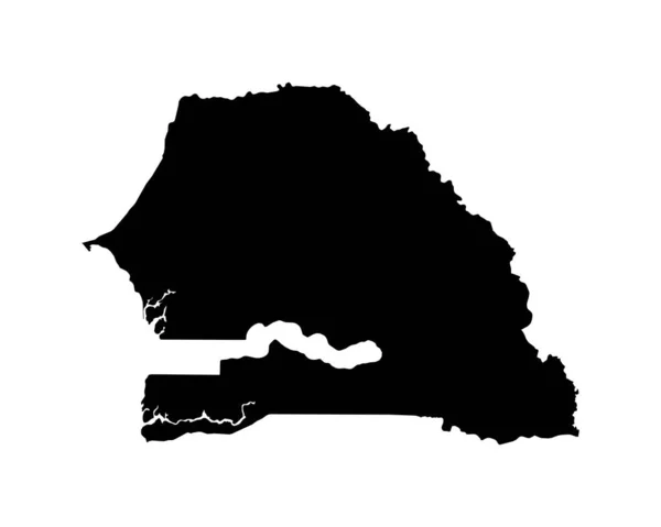 Senegal Map Senegalese Country Map Black White National Nation Geography — Vettoriale Stock