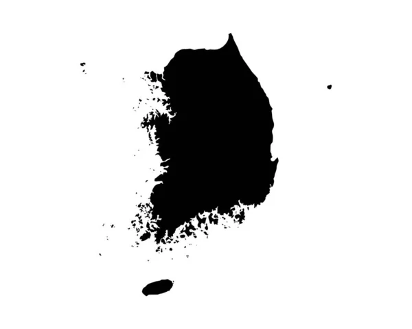 South Korea Map Korean Country Map Black White Rok National — ストックベクタ