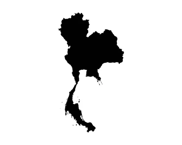 Thailand Map Thai Country Map Black White Siam Siamese National — Vetor de Stock