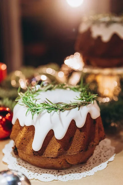 Gâteau Noël Festif Avec Glaçage Humeur Noël — Photo