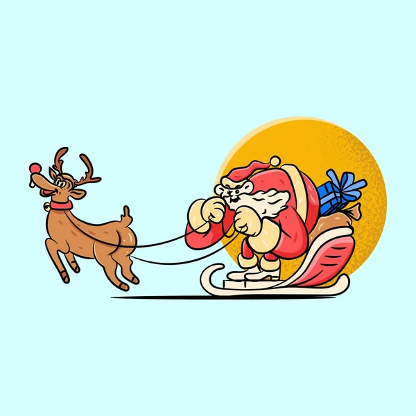 Święty Mikołaj Ilustracją Jelenia — Wektor stockowy