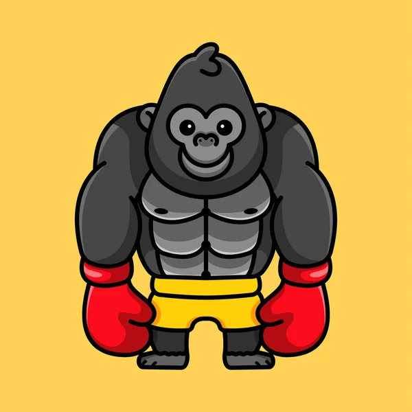 Cute Gorilla Boxing Vhodné Pro Logo Icon Sticker — Stockový vektor