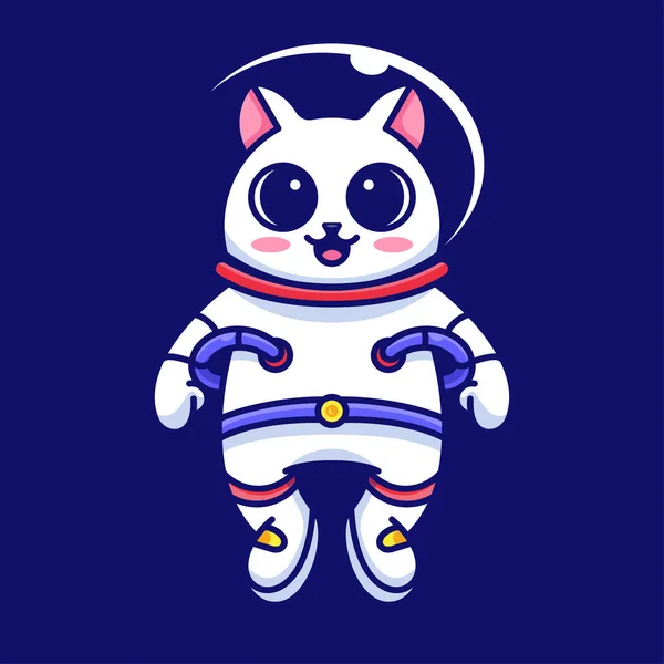 Cute Cat Astronaut Mascot Logo Icon Sticker Shirt — Vettoriale Stock