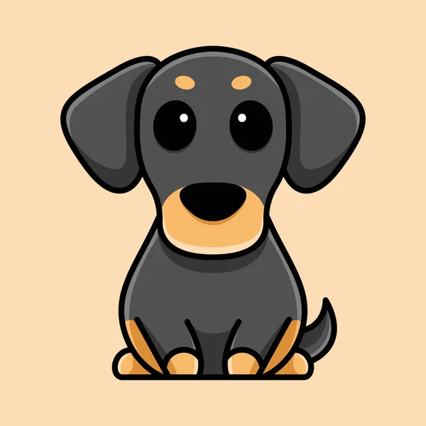 Cute Dachshund Dog Logo Sticker Shirt — Vettoriale Stock