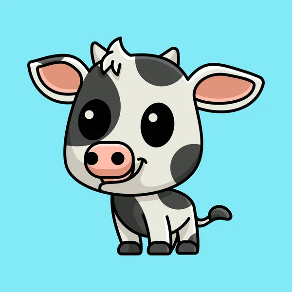 Cute Cow Icon Logo Sticker Mascot — Stock Vector
