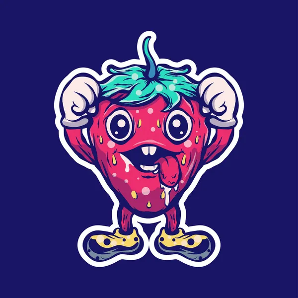 Shirt Sticker Için Strong Strawberry — Stok Vektör